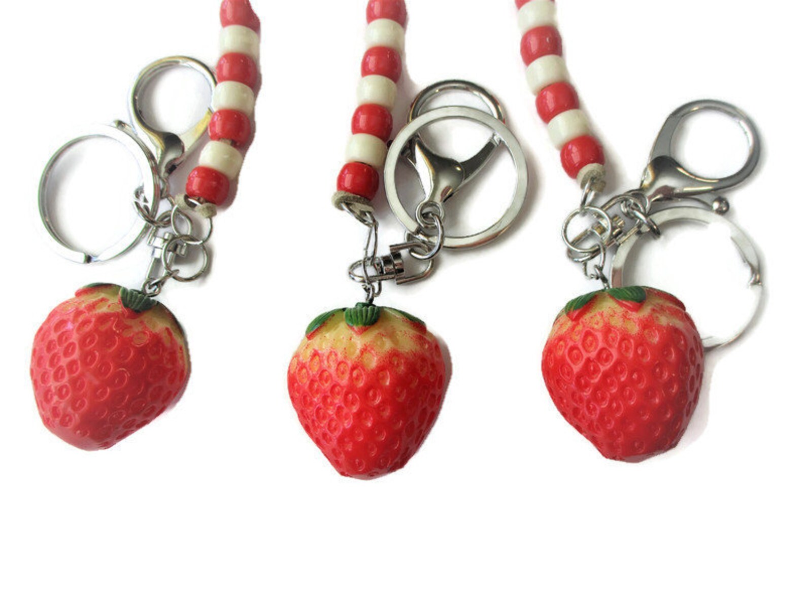 Strawberry keychains Colorful key holder Handmade fruit and Etsy