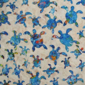 Opal sea turtle steering wheel cover Full grip fabric inside Blue and green turtles on cream Handmade image 5