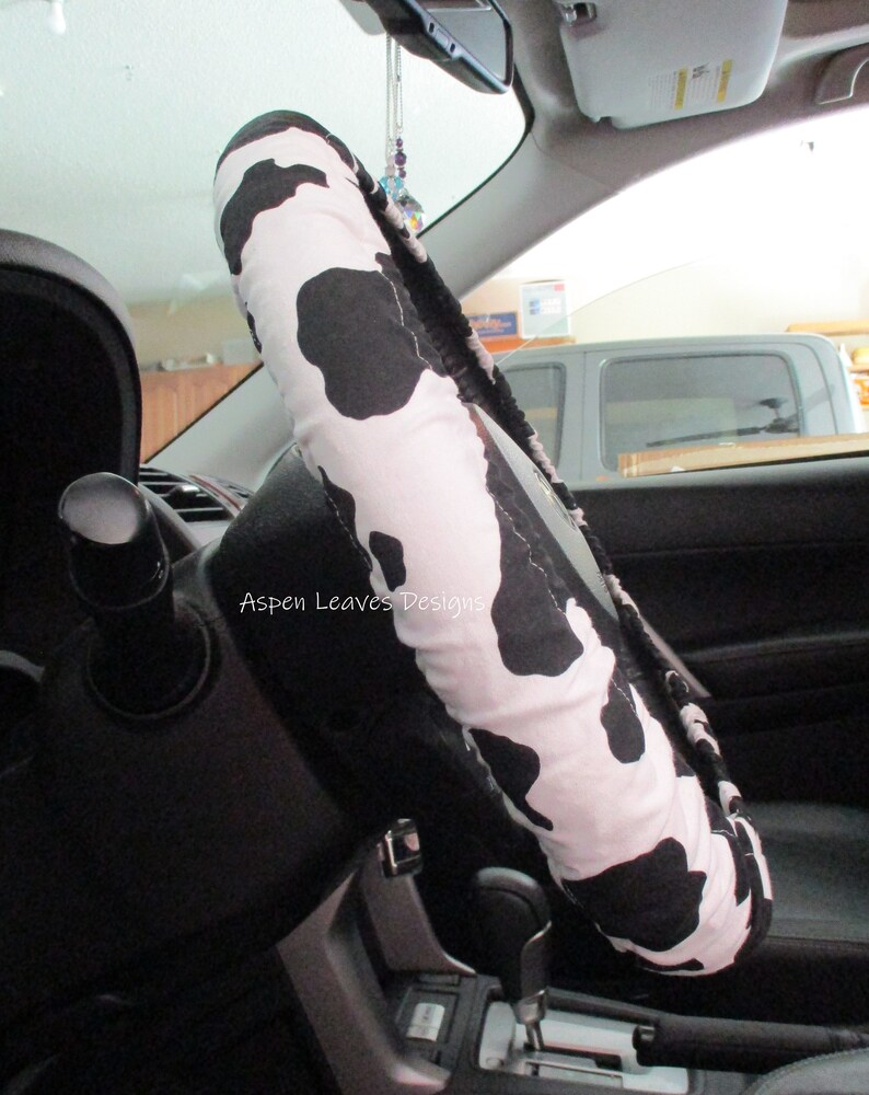 Dairy cow steering wheel cover Black and white cow print Etsy