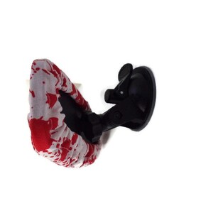 Blood splatter Rear view mirror cover Red splatter on white fabric Panoramic sizes available image 2