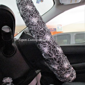 Glow spider web steering wheel cover - Full grip fabric inside - Web's glow In The Dark - Spooky all year - Halloween fun - Handmade