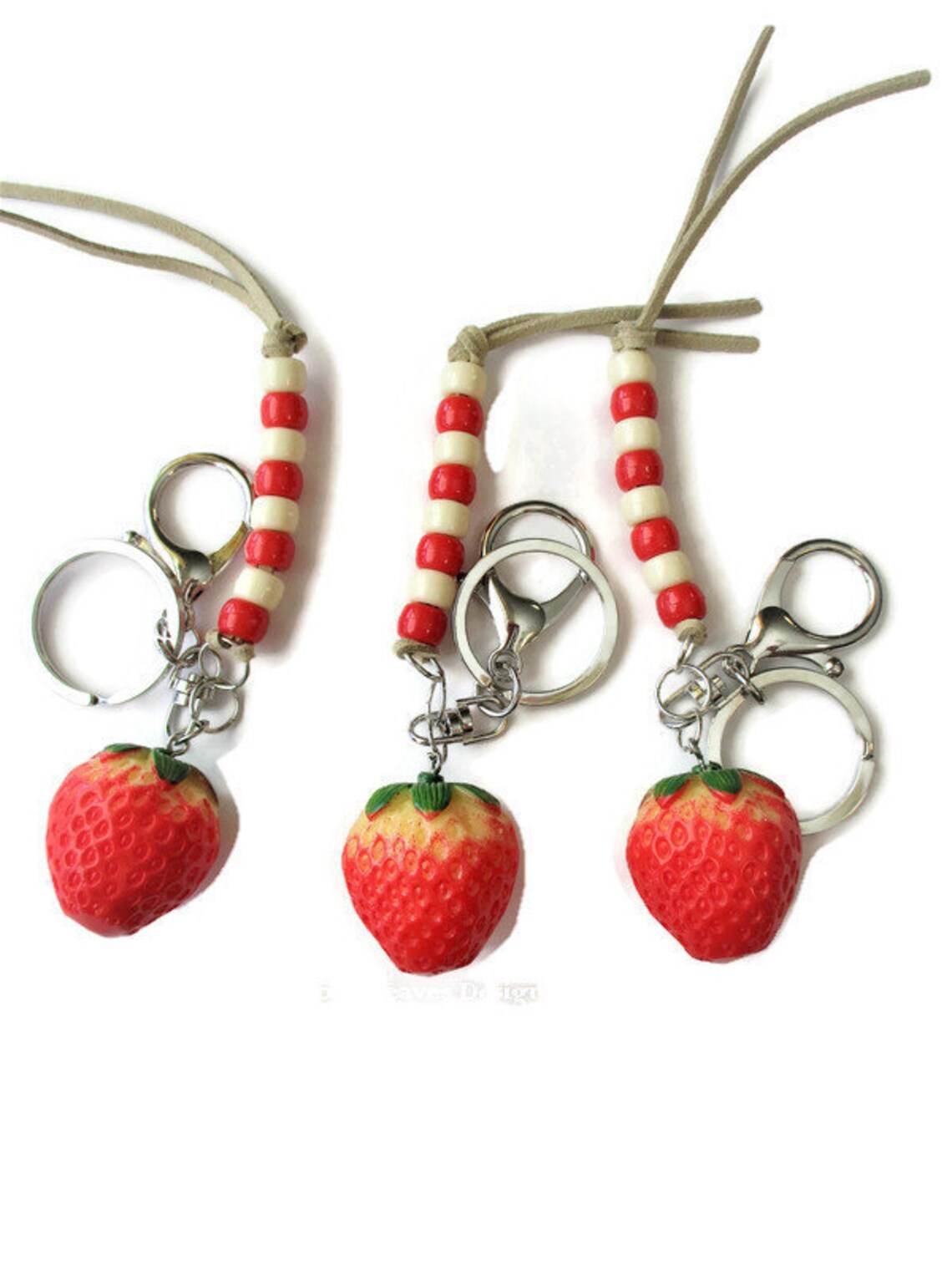 Strawberry keychains Colorful key holder Handmade fruit and Etsy