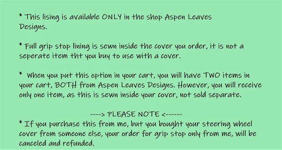 Full Grip Stop Lining Sewn Inside Your Steering Wheel Cover Etsy