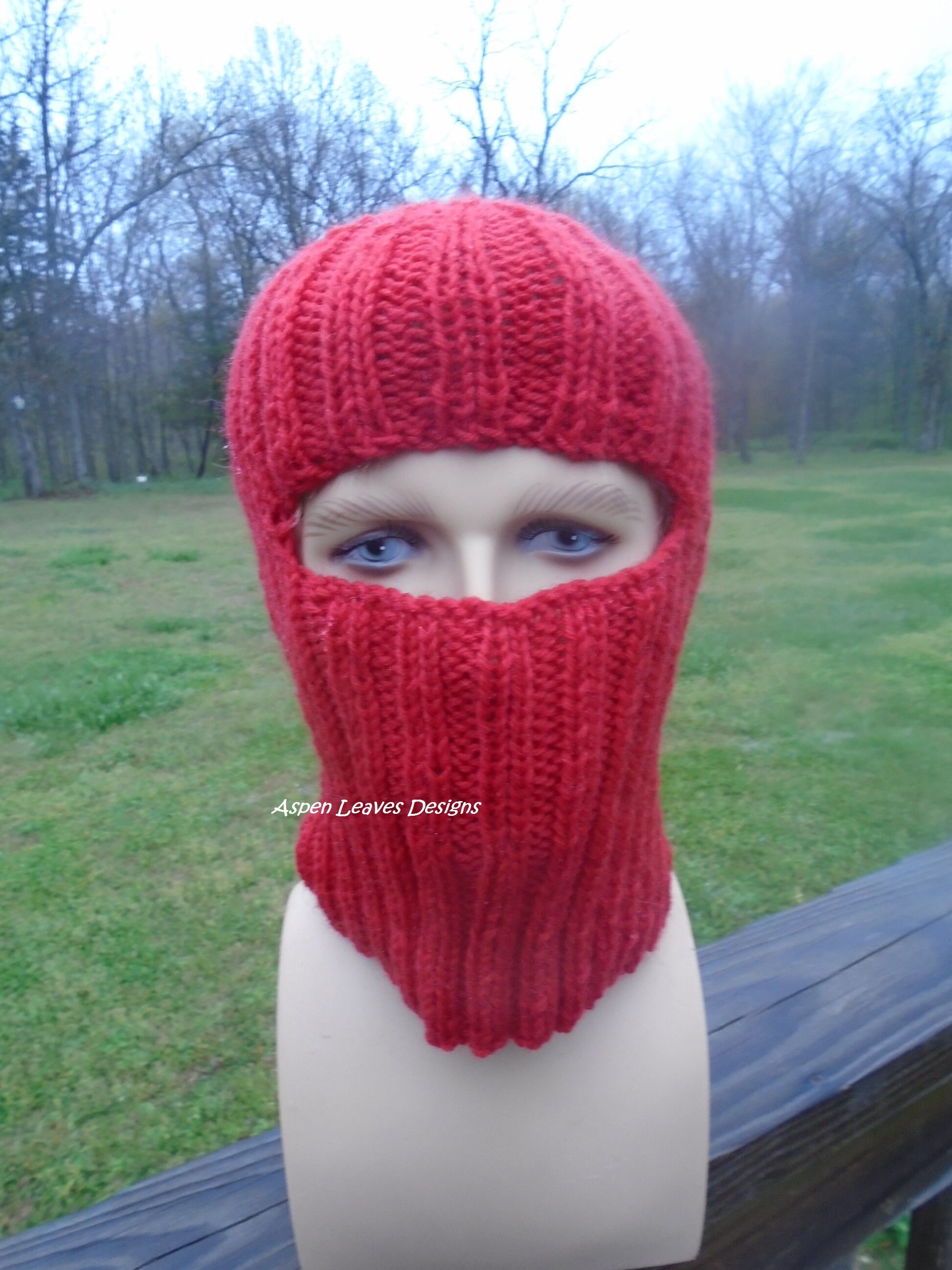 Red adult balaclava. Ski mask. Pure alpine wool yarn. Hand Etsy