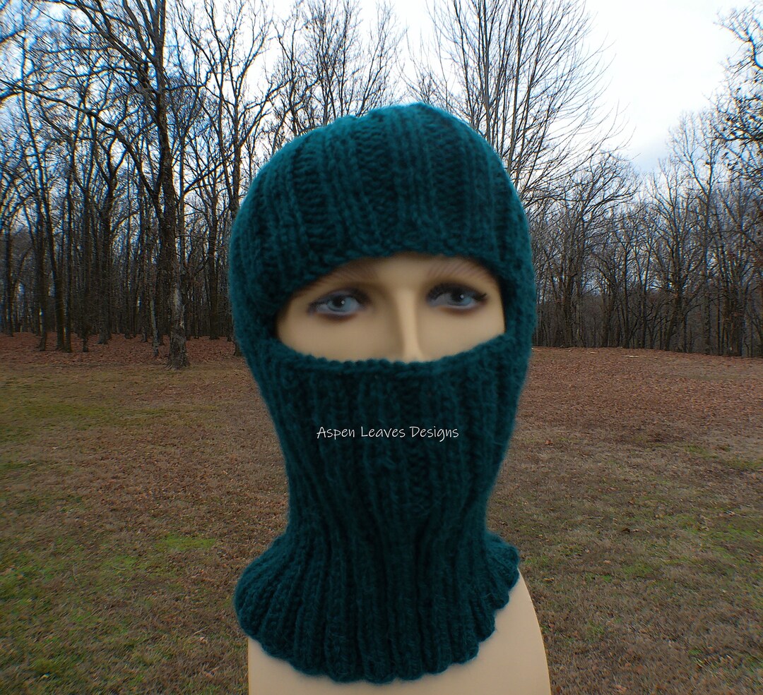 Jade Green Balaclava Ski Mask Hand Knit Alpaca and Acrylic Blend Yarn Handmade Etsy