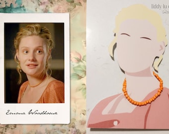 Emma Woodhouse Emma-ketting met perzik-koraal kralen en Jane Austen-geïnspireerde sieraden
