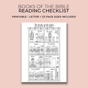 Books of the Bible Coloring Reading Checklist Printable Portrait, Tracker/Journal, 1/2 Page Letter Sizes Included, Instant Download image 2