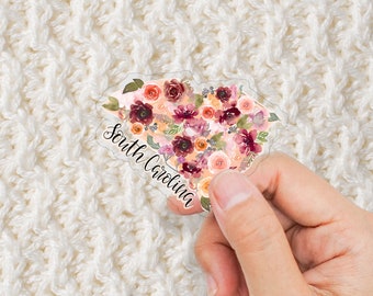 Sticker floral transparent Caroline du Sud 2 po.