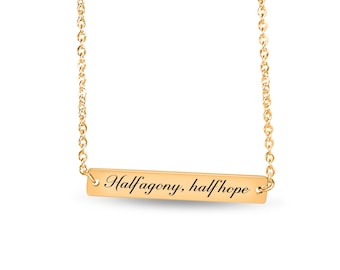 Jane Austen-staafketting: citaat 'Half Agony, Half Hope', gepersonaliseerde sieraden