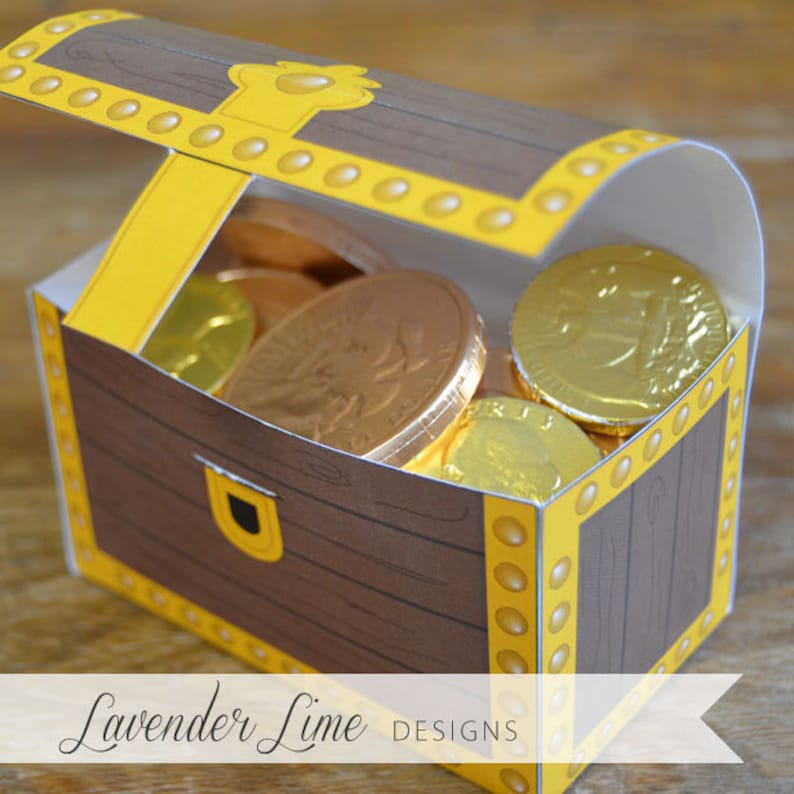 Printable DIY Pirate Treasure Chest Favor Boxes Etsy
