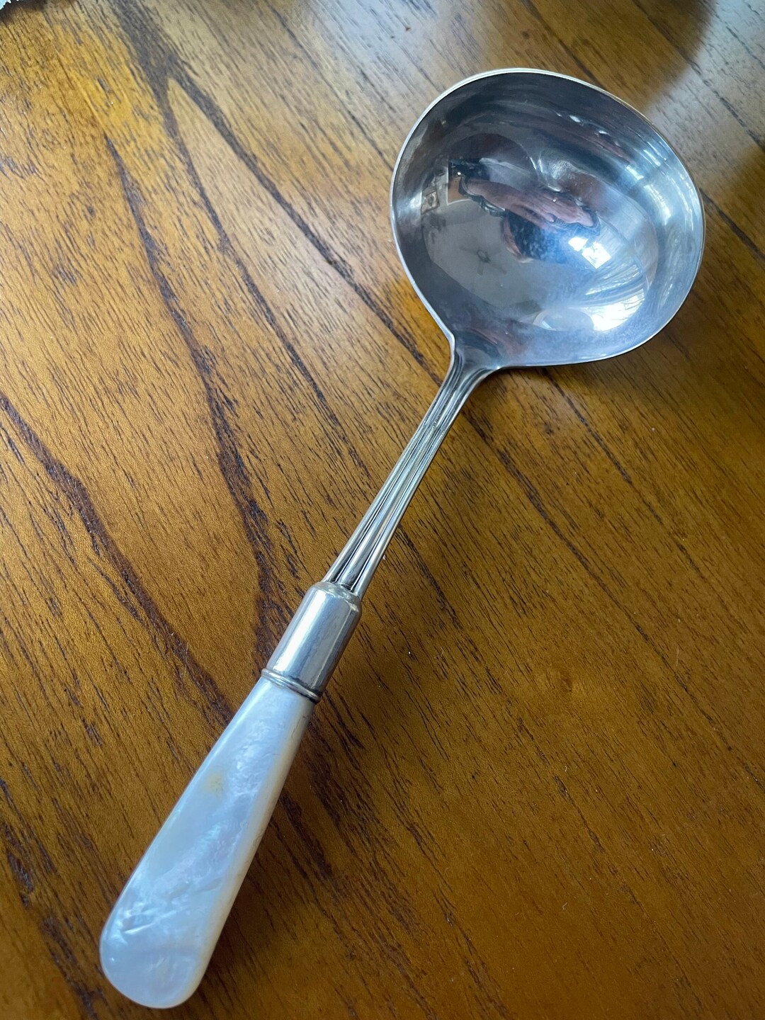 Gravy or Sauce Ladle, Silver extra Plated With Mother of Pearl Handle