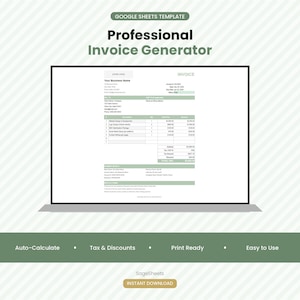Google Sheets Invoice Generator Template | Small Business Freelancer Billing Spreadsheet