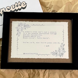 Poema personalizado digitado à mão em máquina de escrever vintage | Papel de algodão com bordas serrilhadas | Poema Noncette™, carta de amor, letra de música | Presente personalizado