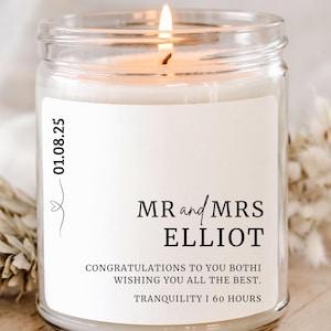 Wedding Gift Minimalist Scented Candle, Unique Personalised Wedding Gift for Couple- Personalised Gifts