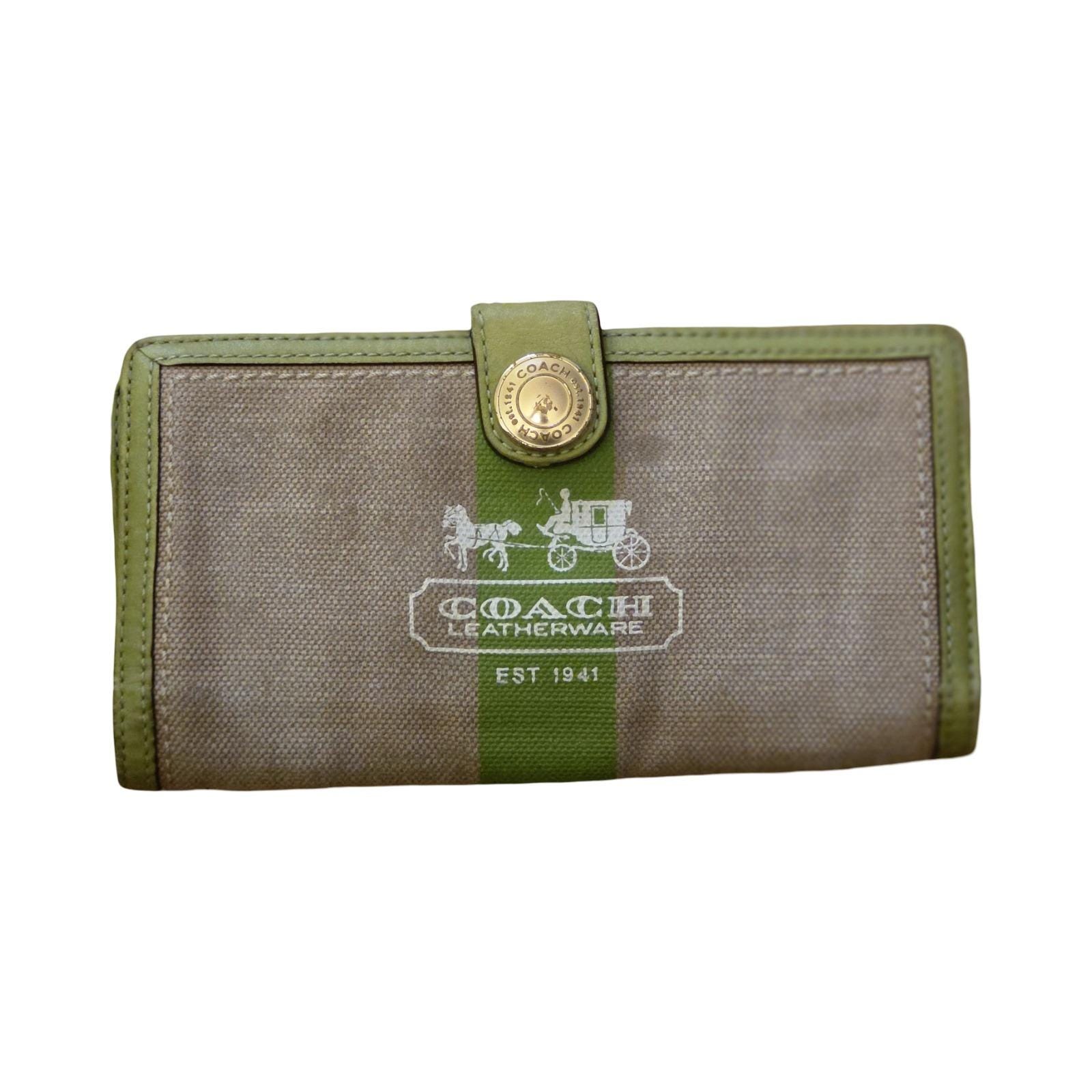 Vintage Coach Green Leather Wallet - Etsy
