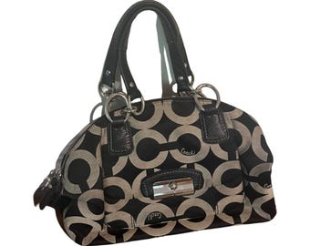Coach Signature Optic Satchel Svartgrå Jacquard-väska L1171-19323