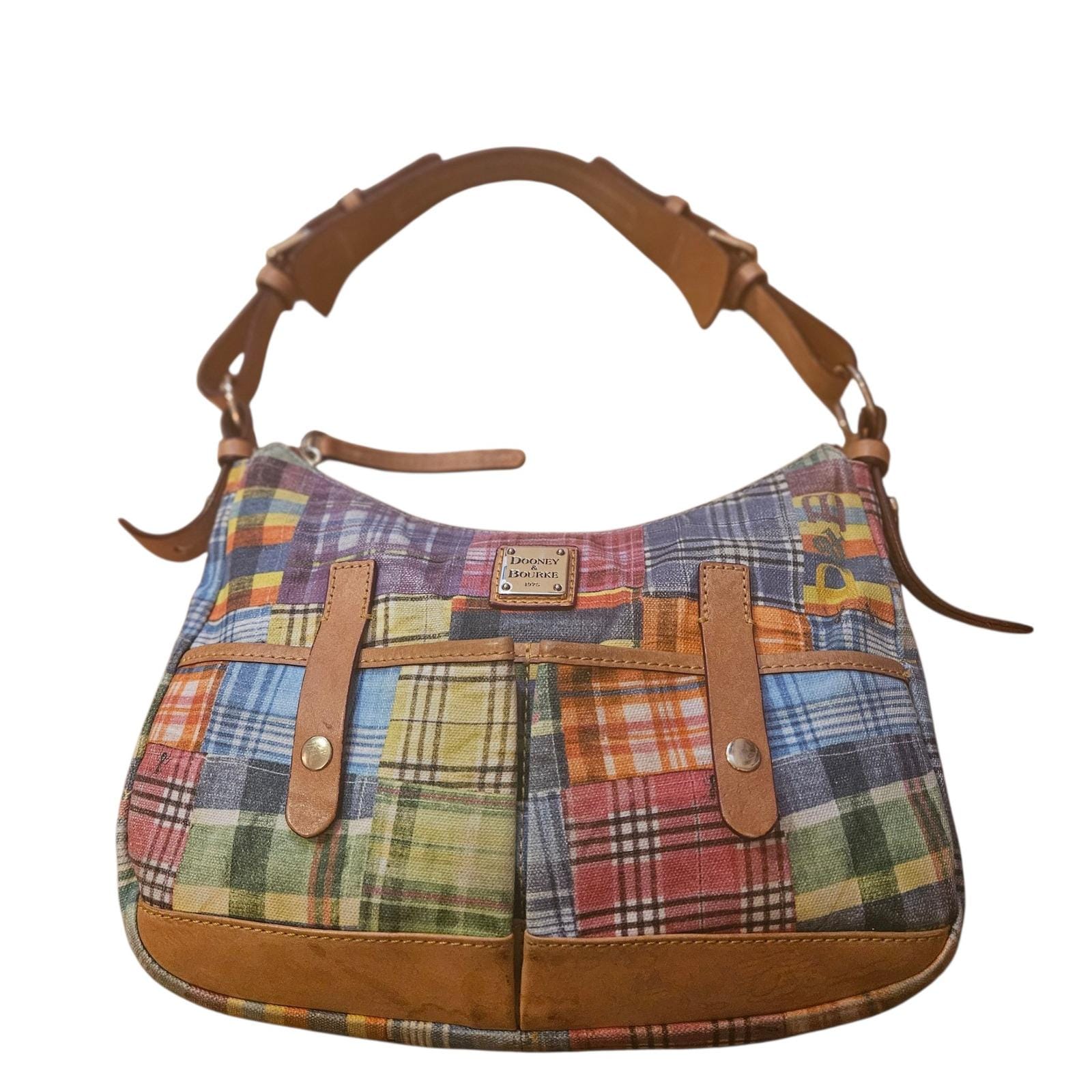 y2k 2000s Dooney & Bourke Patchwork Mini Plaid shoulder bag / Handbag Vintage Dooney & Bourke Madras Plaid Patchwork Picnic Ants  main image 3