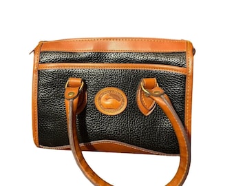 Vintage Dooney & Bourke Black Pebbled Leather Satchel