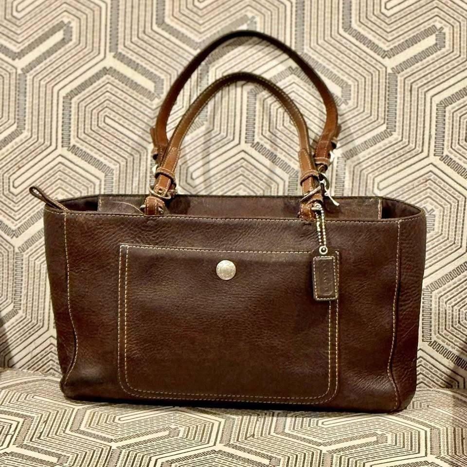 バッグ Old Coach Leather Dark Brown Tote Bag Brown Coach Tote - Etsy Canada