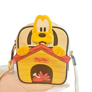 Disney Pluto 95th Anniversary Doghouse Crossbody Bag Cream Yellow 3D Plush