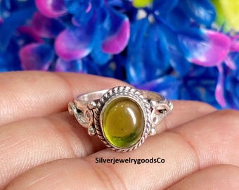 Handmade Peridot Gemstone Ring – Sterling Silver August Birthstone