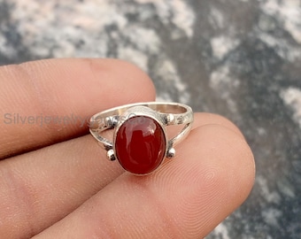 Orange Carnelian Gemstone –925 Sterling  Silver Handmade  Engagement Ring- Gift for love