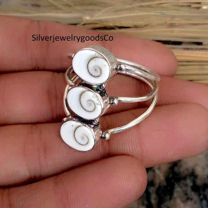 Shiva Eye Shell Sterling Silver Handmade Women Ring, Statement Designer ...