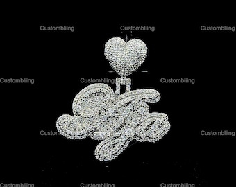 Custom Letter Moissanite Pendant, Sterling Silver Hip Hop Jewelry