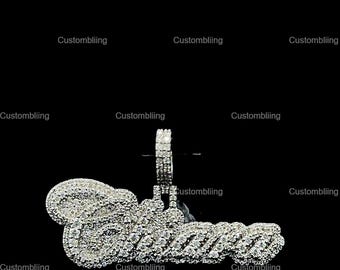 Iced Out Sterling Silver Custom Name Pendant, VVS Moissanite Hip Hop Jewelry