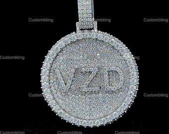 Custom VVS Moissanite Letter Pendant, Sterling Silver Hip Hop Jewelry