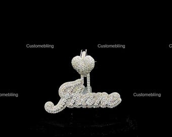Custom Name VVS Moissanite Pendant, Sterling Silver Hip Hop Jewelry
