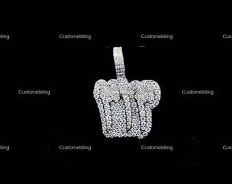 Iced Out Moissanite Custom Name Pendant, 925 Sterling Silver