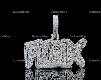 Custom Letter VVS Moissanite Pendant, Sterling Silver Hip Hop Style