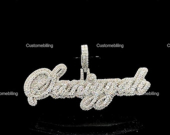 Custom Letter VVS Moissanite Pendant, Sterling Silver Hip Hop Jewelry