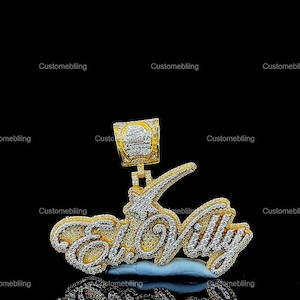 Colgante de moissanita personalizado estilo hip hop, con nombre y letra de moissanita VVS totalmente esmaltada, colgante de plata 925 para hombre, colgante de rapero.