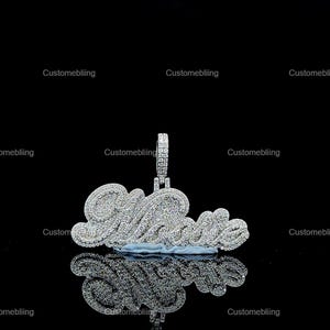 Colgante de moissanita VVS con letra personalizada, colgante de moissanita VVS de hip hop de plata, colgante de moissanita de color D, colgante personalizado de moissanita VVS