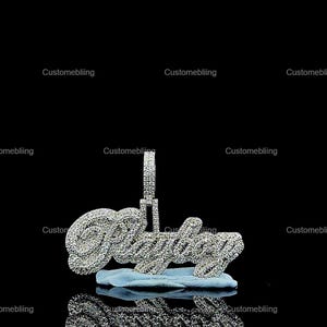 Pingente de moissanite personalizado, pingente de letra personalizado de moissanite VVS, pingente de moissanite VVS, pingente de moissanite hip hop prateado, joias masculinas