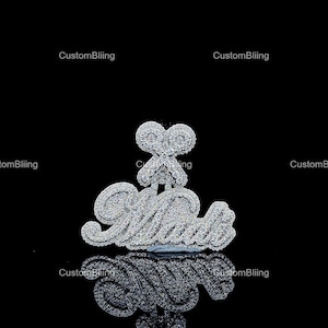 Pingente de letra personalizada de hip hop, colar de moissanita com gelo, corrente com inicial personalizada, joias brilhantes masculinas, pingente de número da sorte