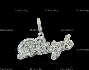 Custom Letter VVS Moissanite Pendant, 925 Sterling Silver Hip Hop