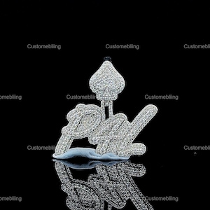 Pingente de moissanita personalizado para hip hop, pingente com letra e nome personalizados, totalmente em glacê, pingente de prata 925, pingente de rapper