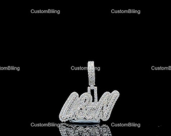 Custom Letter VVS Moissanite Pendant, Sterling Silver Hip Hop Jewelry