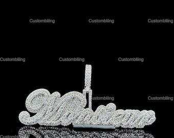 Custom VVS Moissanite Letter Pendant, 925 Sterling Silver Hip Hop Jewelry