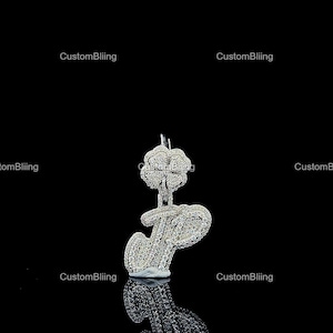 VVS Moissanite Iced out Custom Pendant, Silver Hip Hop VVS Moissanite Ladies Pendant, Custom Letter Name VVS Moissanite Pendant for her
