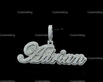 Custom Letter VVS Moissanite Pendant, Sterling Silver Hip Hop Jewelry