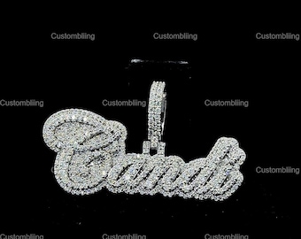Custom Letter VVS Moissanite Pendant, Sterling Silver Hip Hop Pendant