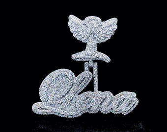 Custom Letter VVS Moissanite Pendant, Sterling Silver Hip Hop Jewelry