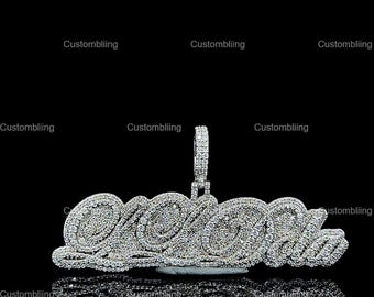 Custom Letter Moissanite Pendant, Iced Out Sterling Silver Hip Hop Necklace