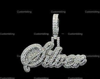 Custom Letter Moissanite Pendant, D Color 925 Sterling Silver