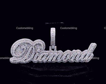 Custom Letter VVS Moissanite Pendant, 925 Sterling Silver Hip Hop Jewelry
