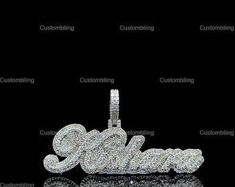Custom Letter VVS Moissanite Pendant, 925 Sterling Silver Hip Hop Style